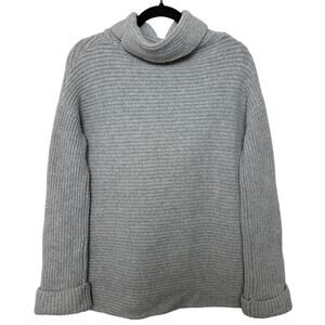 Anthropologie Pilcro Gray Chunky Knit Cozy Cowlneck Sweater Folded Sleeve XS